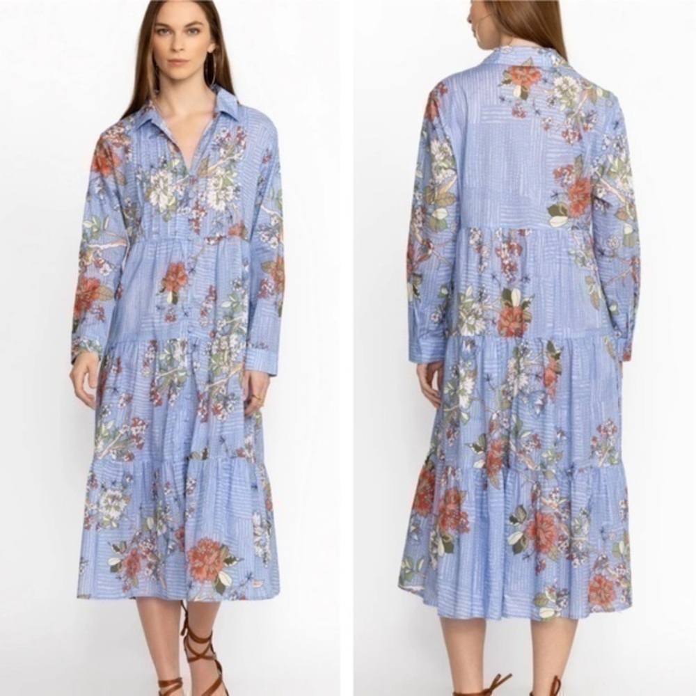 JOHNNY WAS MOSAIC TIERED WANDERER DRESS - MULTI NWT